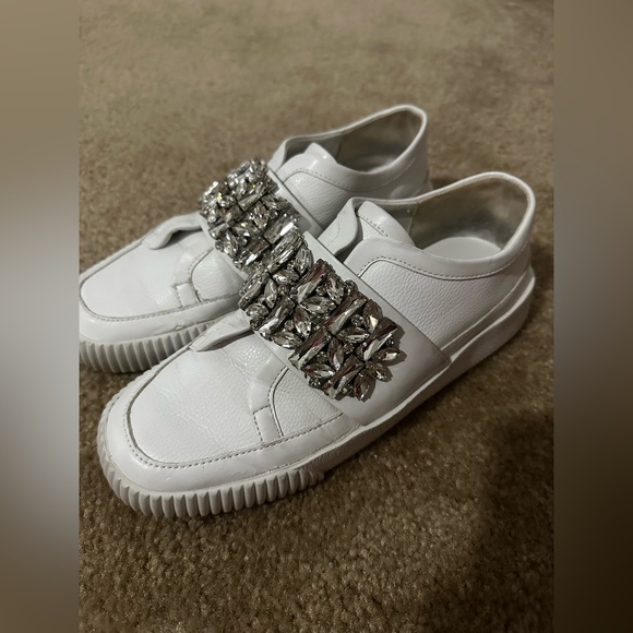 Karl Lagerfeld White Crystal Embellished Sneakers - Picture 2 of 9